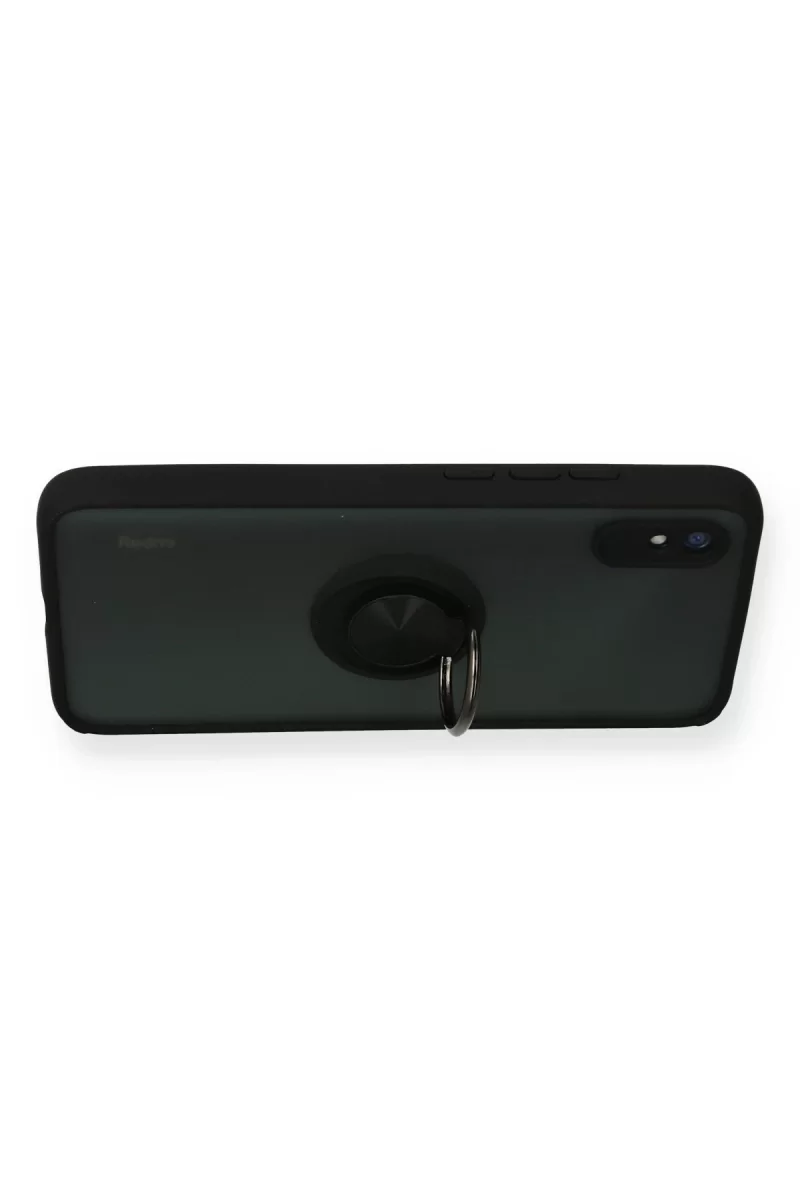 Newface Xiaomi Redmi 9A Kılıf Montreal Yüzüklü Silikon Kapak - Siyah