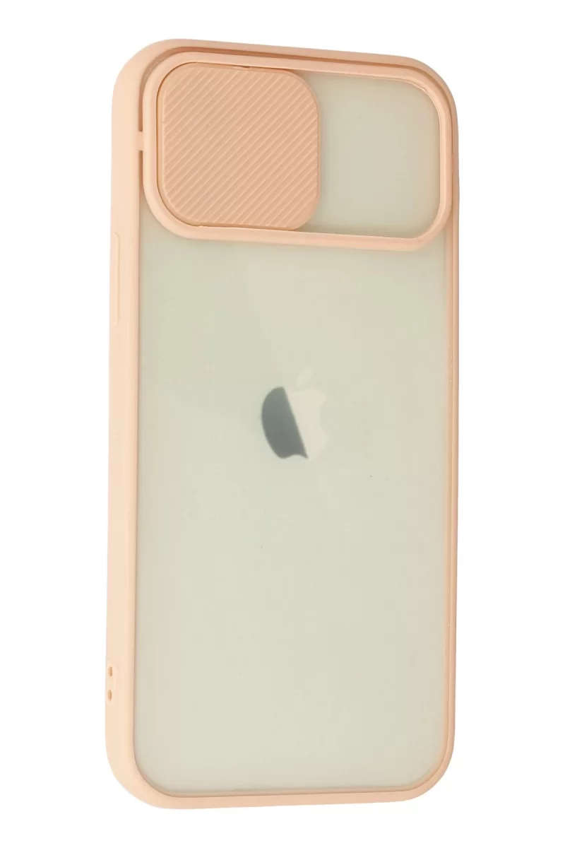 Newface Apple iPhone 12 Kılıf Palm Buzlu Kamera Sürgülü Silikon - Pembe