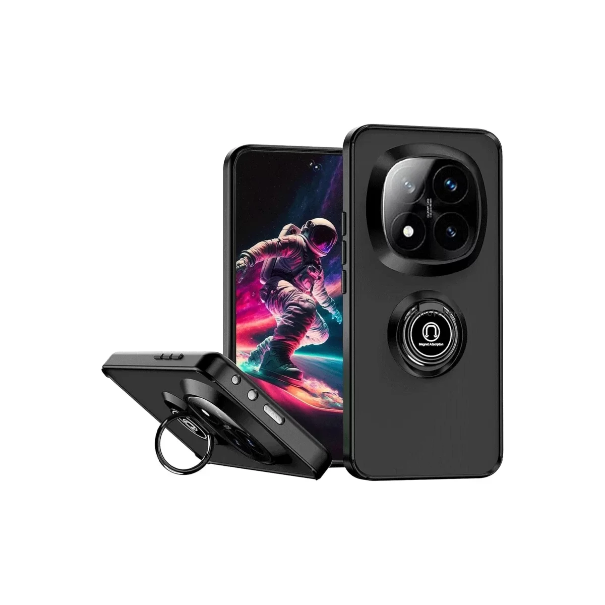 Newface Xiaomi Redmi Note 14 Pro Plus Kılıf Montreal Yüzüklü Silikon Kapak - Siyah