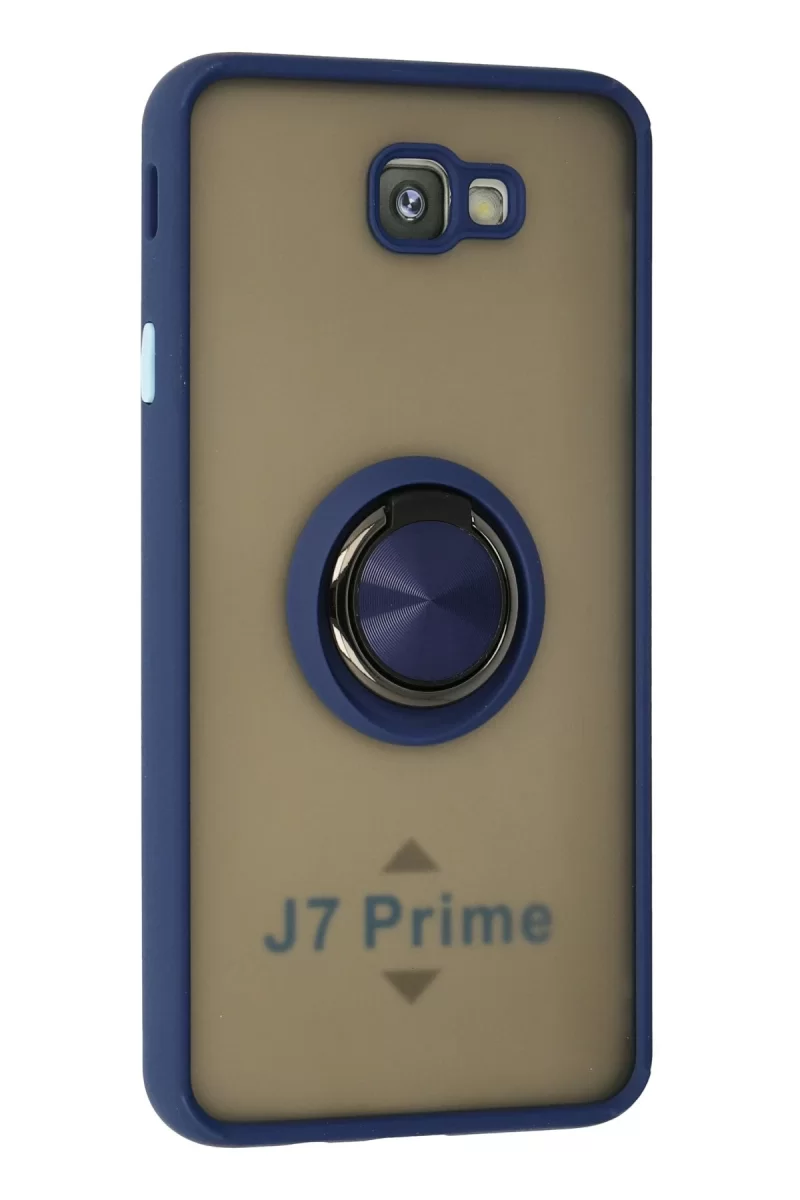 Newface Samsung Galaxy J7 Prime Kılıf Montreal Yüzüklü Silikon Kapak - Lacivert