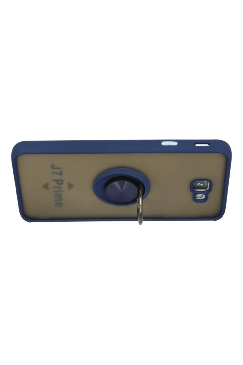 Newface Samsung Galaxy J7 Prime Kılıf Montreal Yüzüklü Silikon Kapak - Lacivert