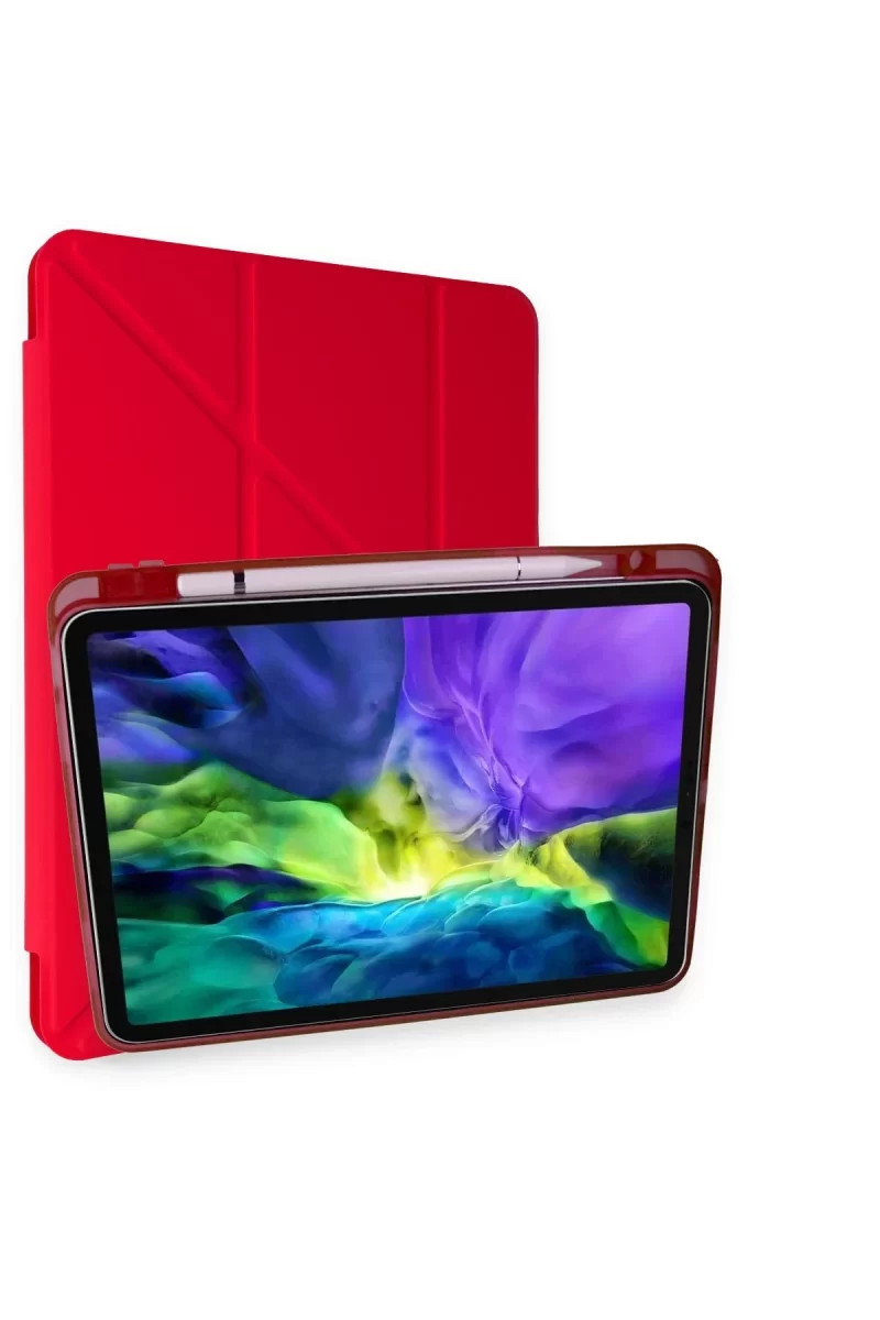 Newface Apple iPad Pro 11 (2018) Kılıf Kalemlikli Mars Tablet Kılıfı - Kırmızı