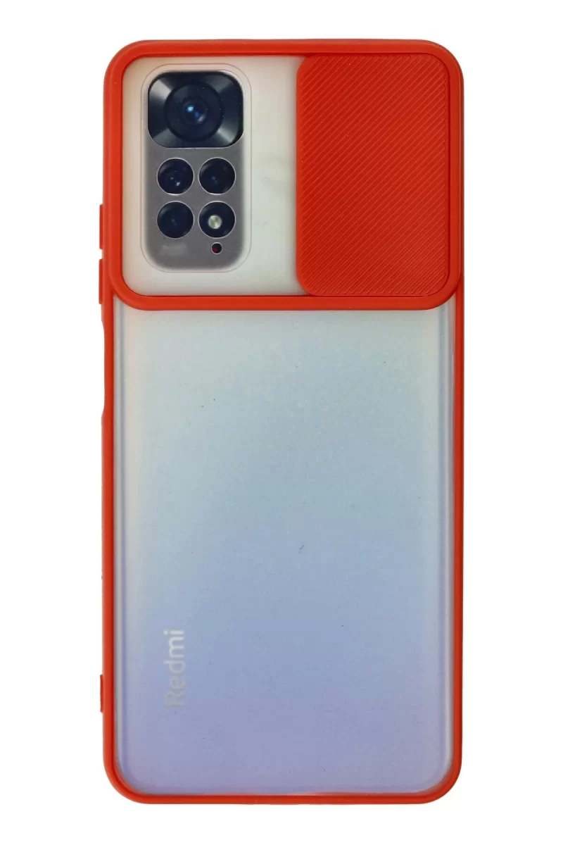 Newface Xiaomi Redmi Note 11 Kılıf Palm Buzlu Kamera Sürgülü Silikon - Kırmızı