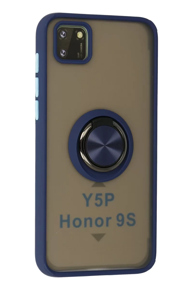 Newface Huawei Y5P Kılıf Montreal Yüzüklü Silikon Kapak - Lacivert