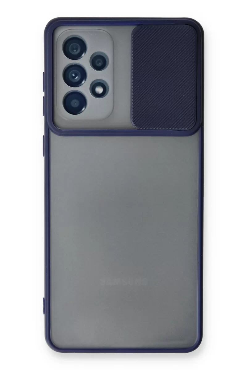 Newface Samsung Galaxy A53 5G Kılıf Palm Buzlu Kamera Sürgülü Silikon - Lacivert
