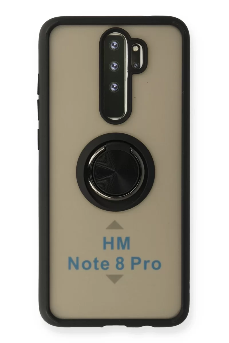 Newface Xiaomi Redmi Note 8 Pro Kılıf Montreal Yüzüklü Silikon Kapak - Siyah