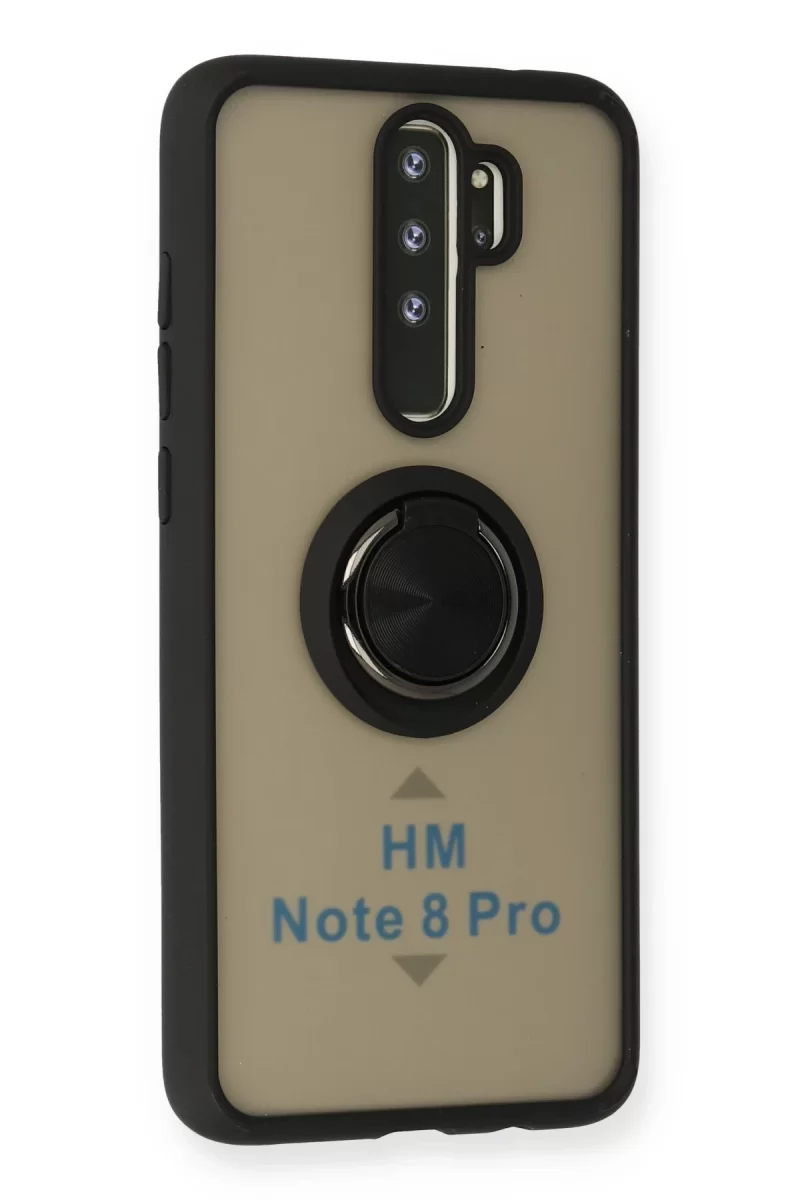Newface Xiaomi Redmi Note 8 Pro Kılıf Montreal Yüzüklü Silikon Kapak - Siyah