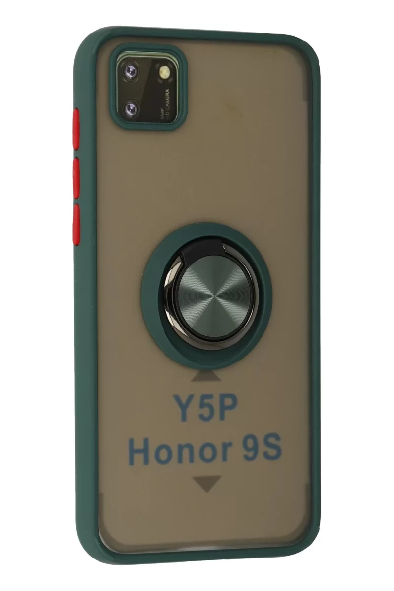 Newface Huawei Y5P Kılıf Montreal Yüzüklü Silikon Kapak - Yeşil