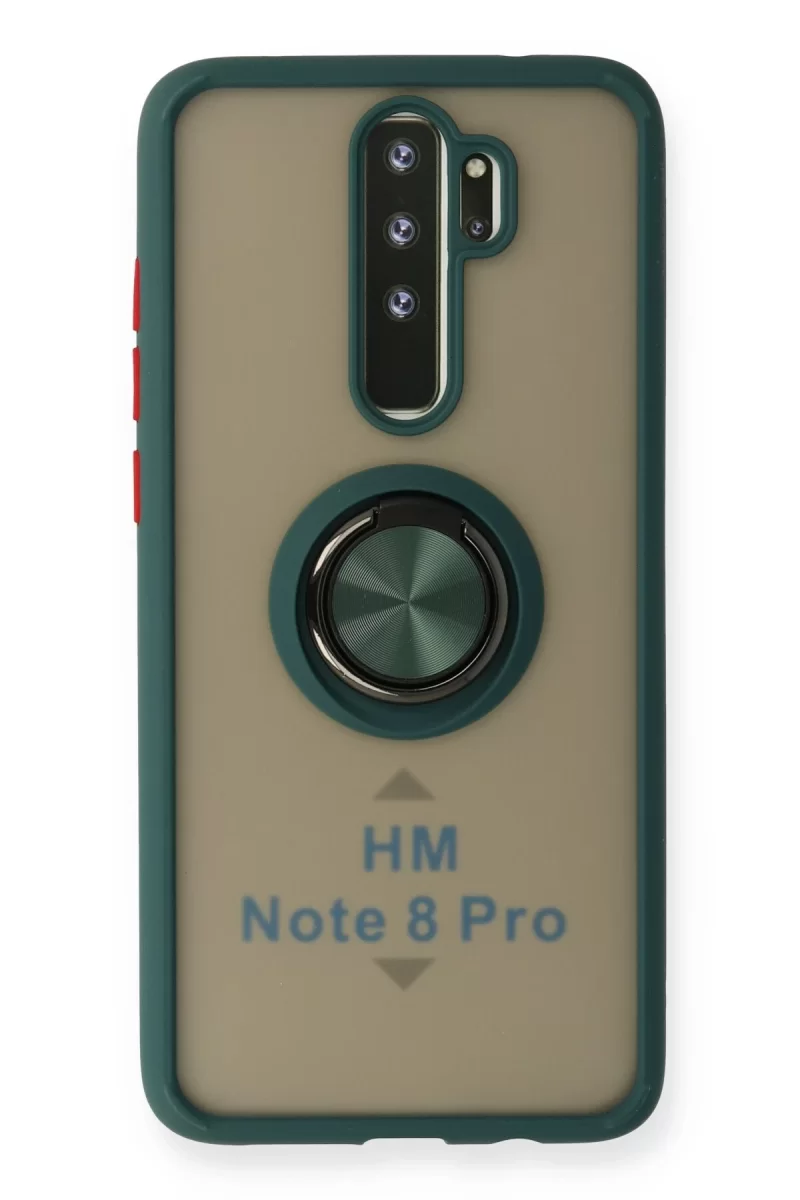 Newface Xiaomi Redmi Note 8 Pro Kılıf Montreal Yüzüklü Silikon Kapak - Yeşil
