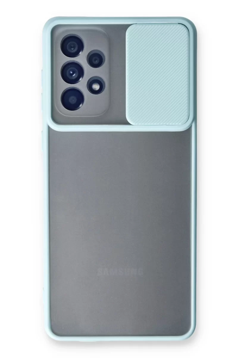 Newface Samsung Galaxy A53 5G Kılıf Palm Buzlu Kamera Sürgülü Silikon - Turkuaz