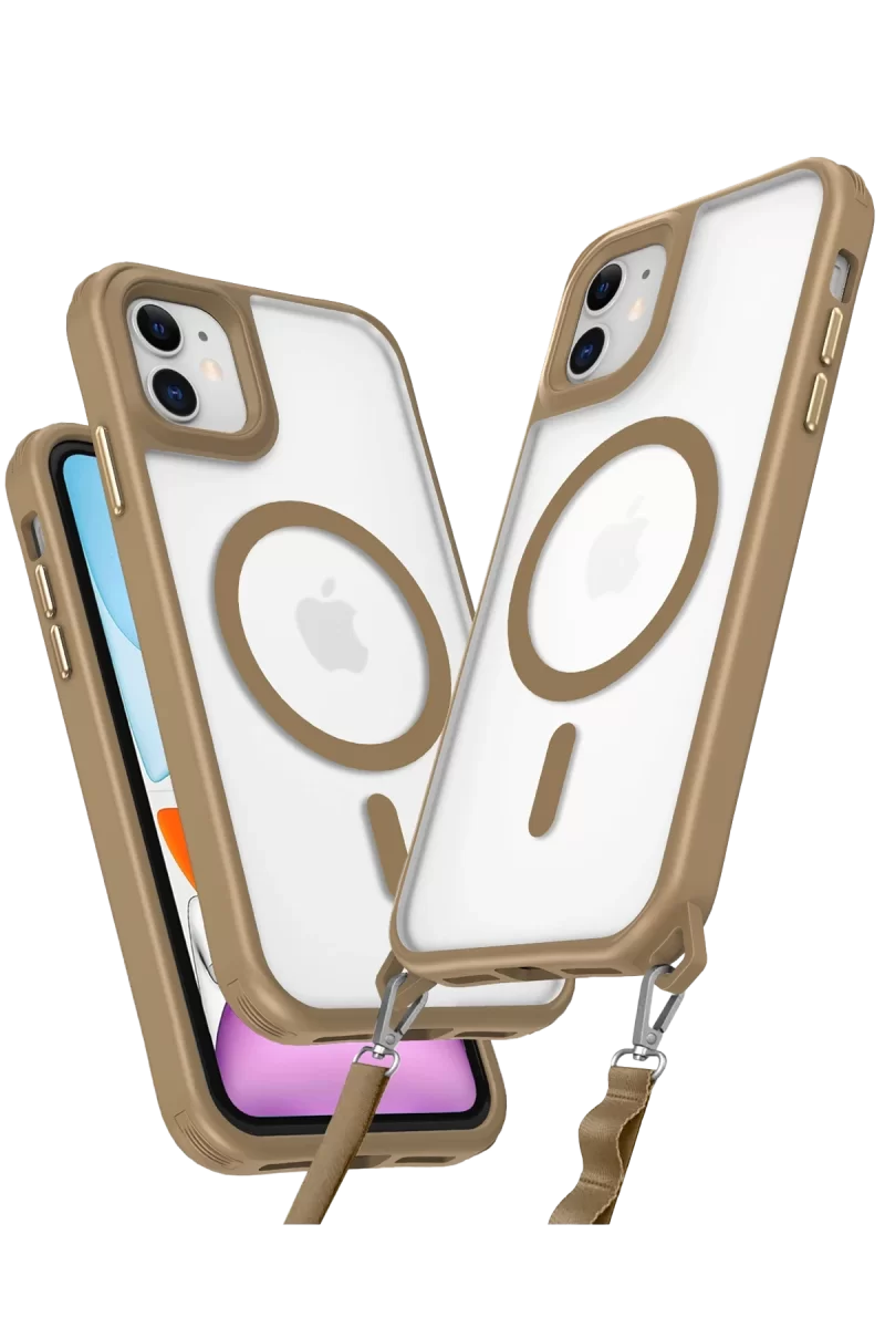 Newface Apple iPhone 12 Kılıf Enka Magsafe Silikon Kılıf - Desert