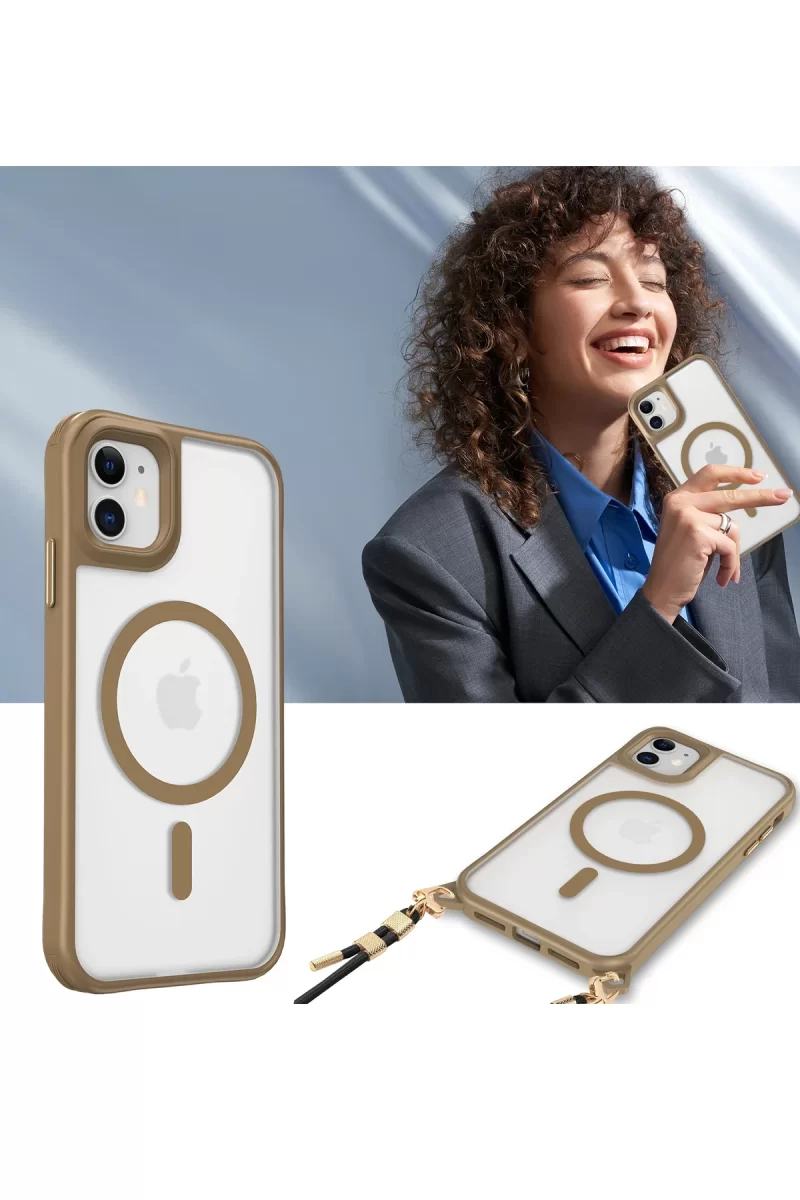 Newface Apple iPhone 12 Kılıf Enka Magsafe Silikon Kılıf - Desert