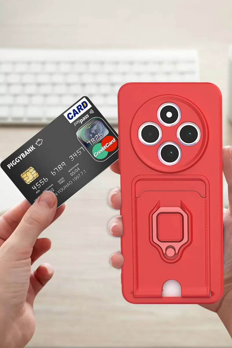 Newface Xiaomi Redmi 14C Kılıf Zuma Kartvizitli Yüzüklü Silikon - Pembe