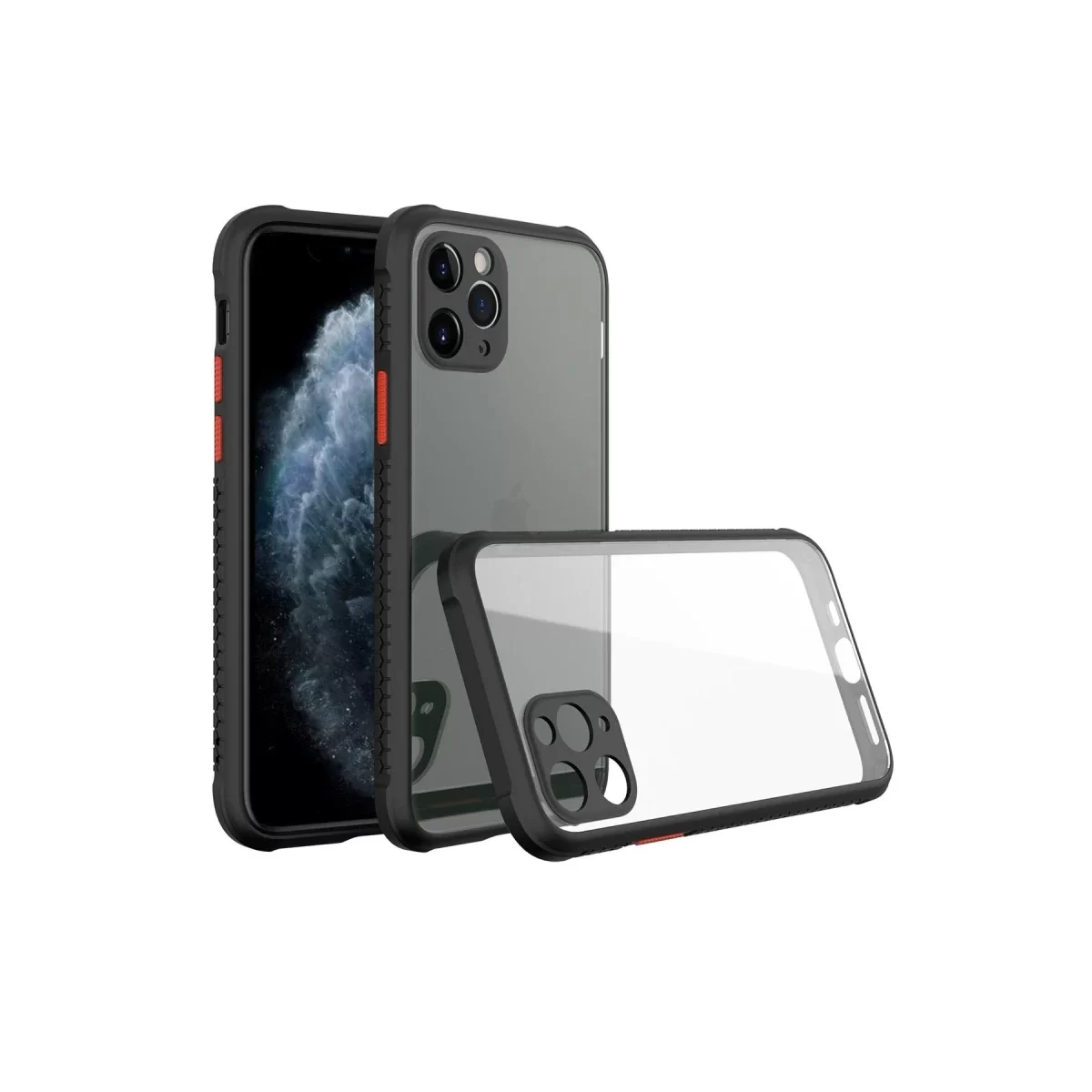 Newface Apple iPhone 11 Pro Max Kılıf Miami Şeffaf Silikon - Siyah