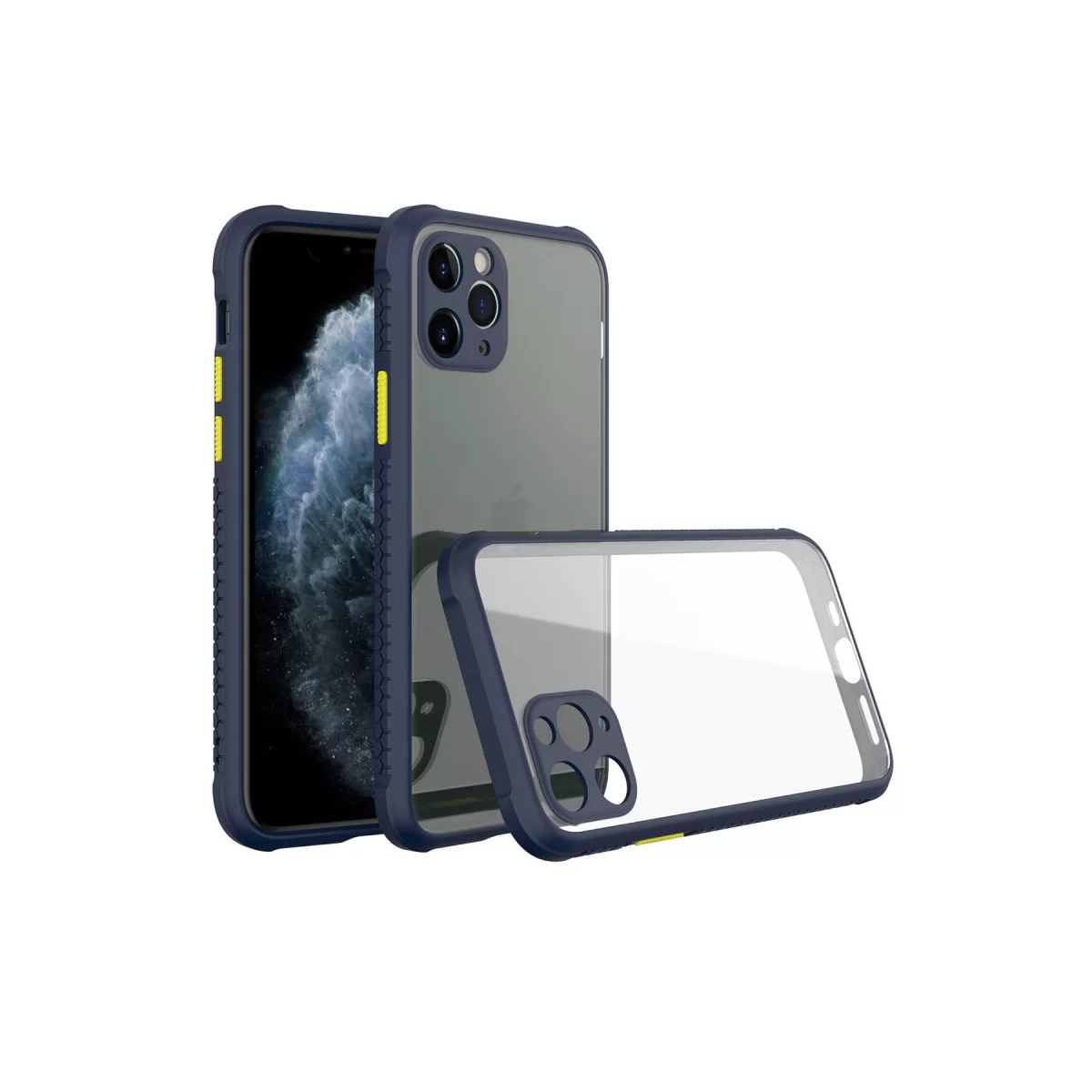 Newface Apple iPhone 11 Pro Max Kılıf Miami Şeffaf Silikon - Lacivert