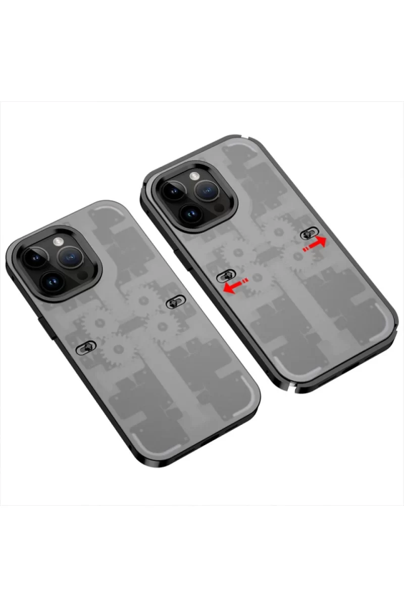 Newface Apple iPhone 13 Pro Kılıf Mekanik Bumper Kapak - Siyah