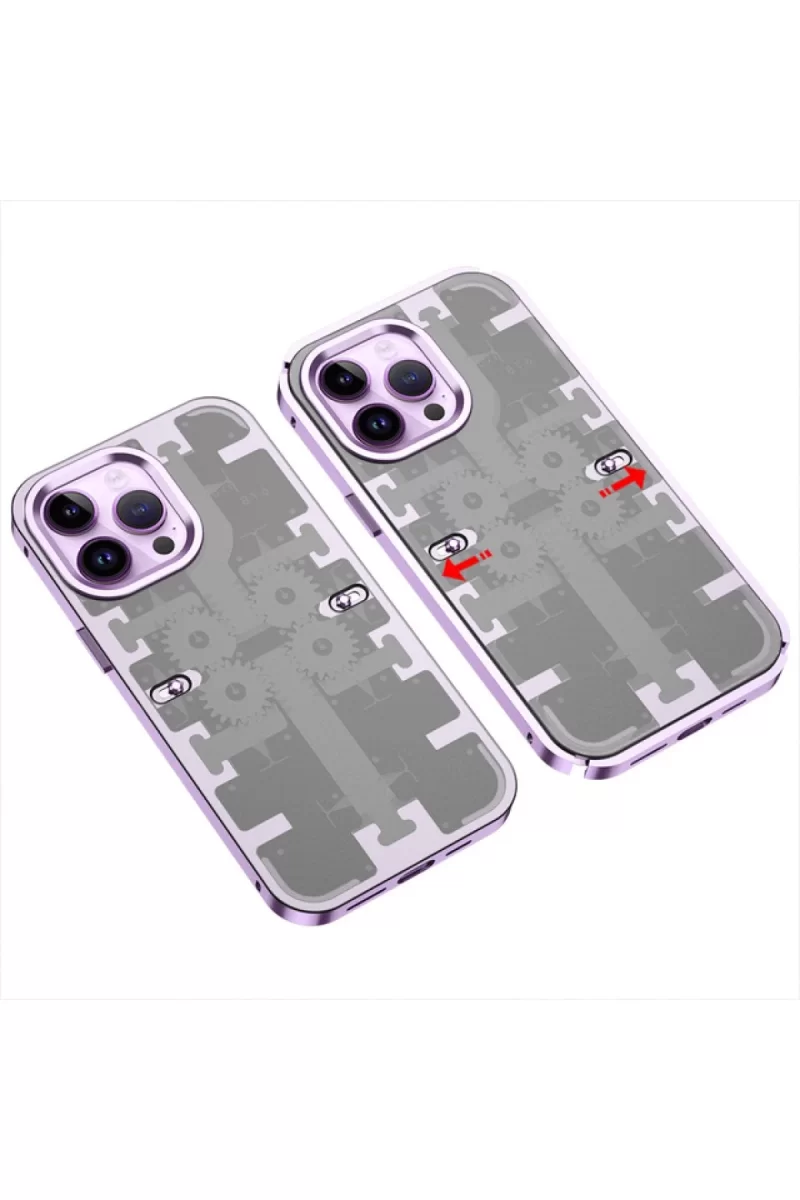Newface Apple iPhone 13 Pro Kılıf Mekanik Bumper Kapak - Derin Mor