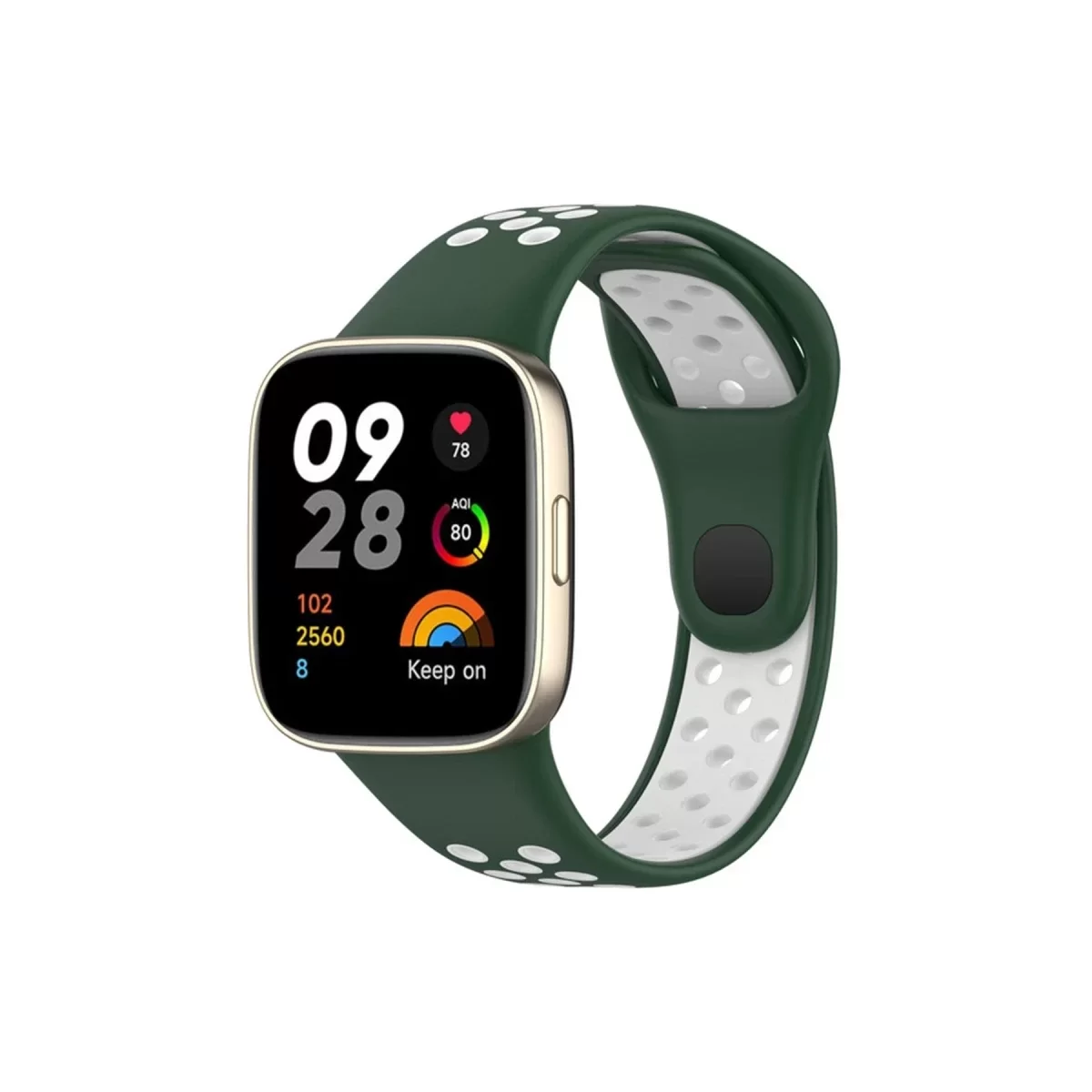 Newface Xiaomi Redmi Watch 3 Spor Delikli Kordon - Haki Yeşil-Beyaz
