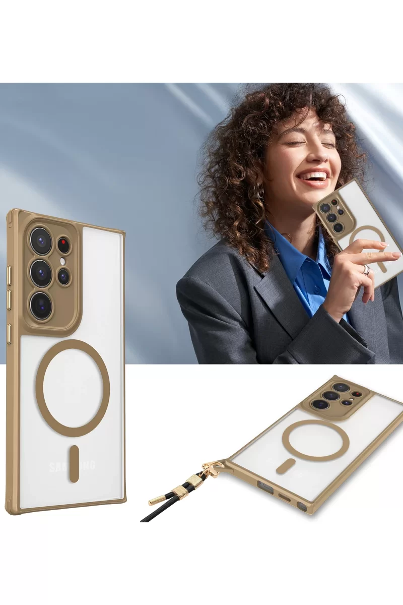 Newface Samsung Galaxy S23 Ultra Kılıf Enka Magsafe Silikon Kılıf - Lacivert