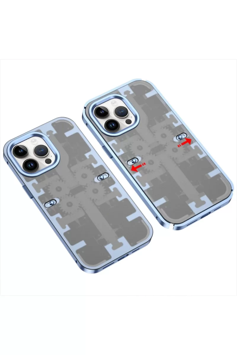 Newface Apple iPhone 13 Pro Kılıf Mekanik Bumper Kapak - Mavi