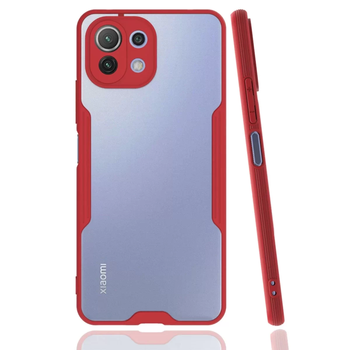 Newface Xiaomi Mİ 11 Lite Kılıf Platin Silikon - Kırmızı