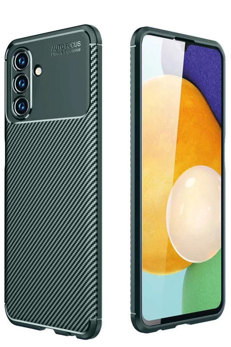Newface Samsung Galaxy A36 Kılıf Auto Focus Karbon Kapak - Koyu Yeşil