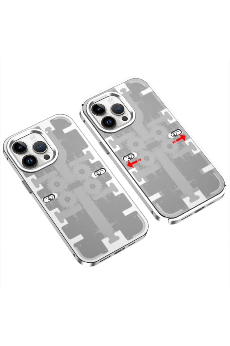 Newface Apple iPhone 13 Pro Max Kılıf Mekanik Bumper Kapak - Gümüş