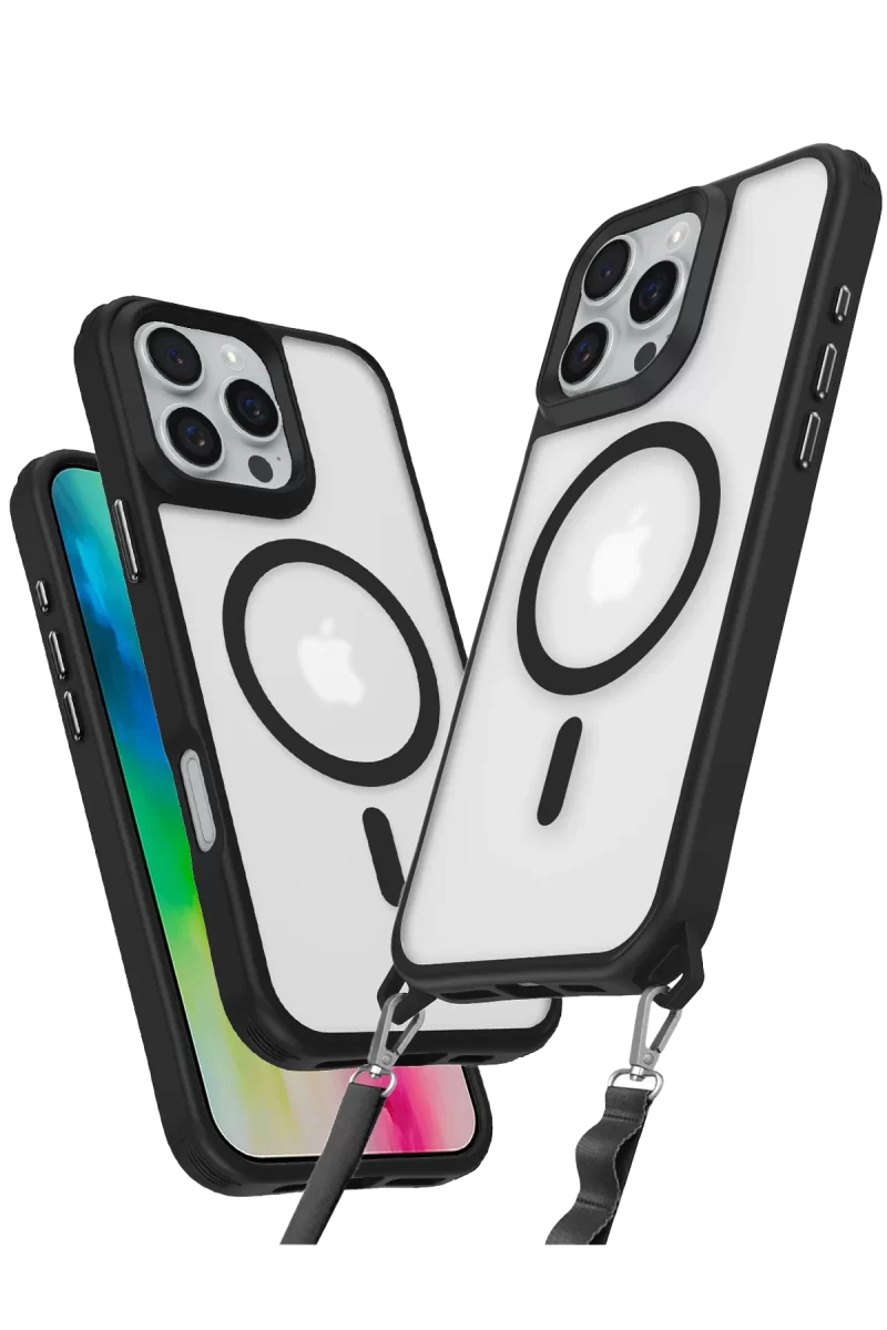 Newface Apple iPhone 16 Pro Max Kılıf Enka Magsafe Silikon Kılıf - Siyah