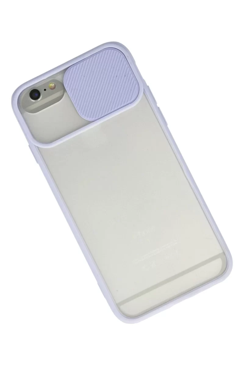 Newface Apple iPhone 6 Kılıf Palm Buzlu Kamera Sürgülü Silikon - Lila
