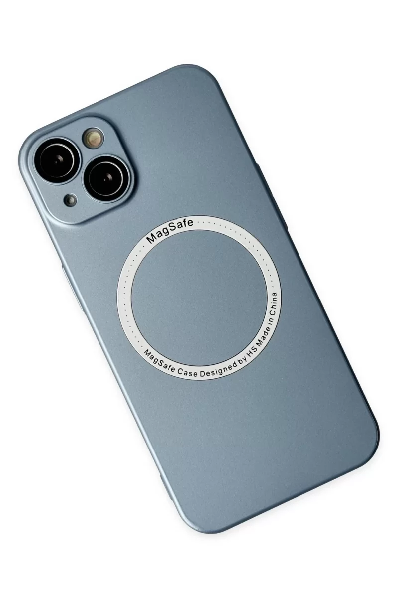 Newface Apple iPhone 14 Plus Kılıf Jack Magneticsafe Lens Silikon - Sierra Blue