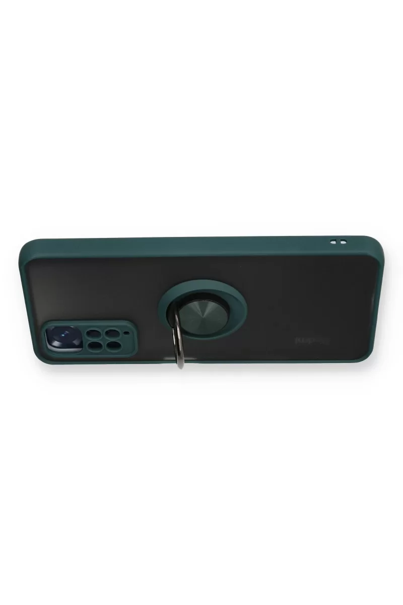 Newface Xiaomi Redmi Note 11 Kılıf Montreal Yüzüklü Silikon Kapak - Yeşil