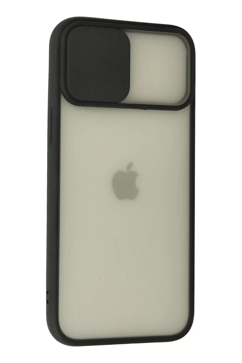 Newface Apple iPhone 12 Pro Max Kılıf Palm Buzlu Kamera Sürgülü Silikon - Siyah