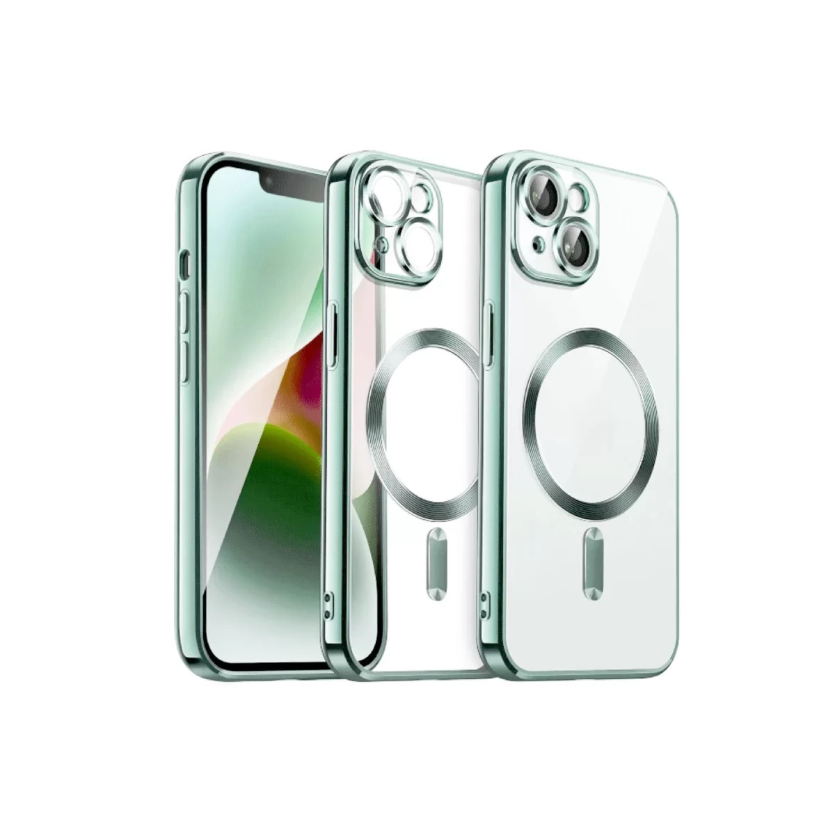Newface Apple iPhone 15 Kılıf Kross Magneticsafe Kapak - Açık Yeşil