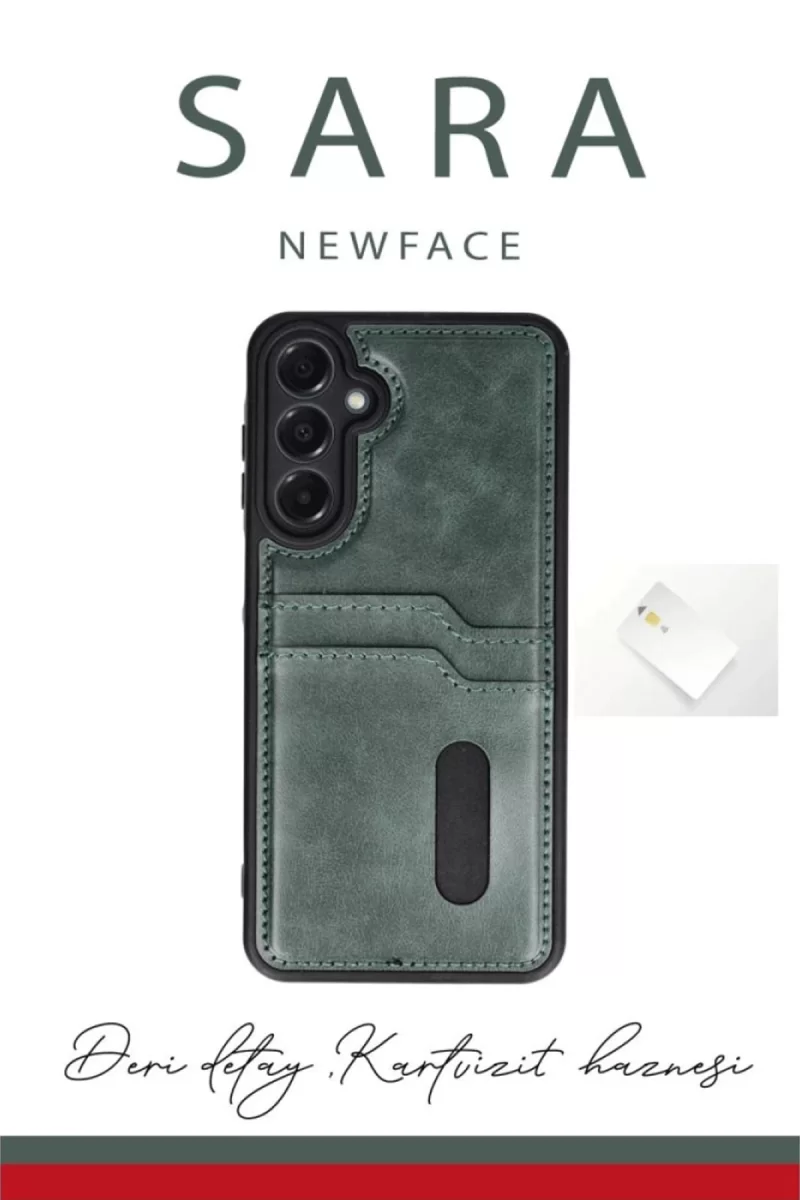 Newface Samsung Galaxy A26 Kılıf Sara Kartvizitli Deri Kılıf - Siyah