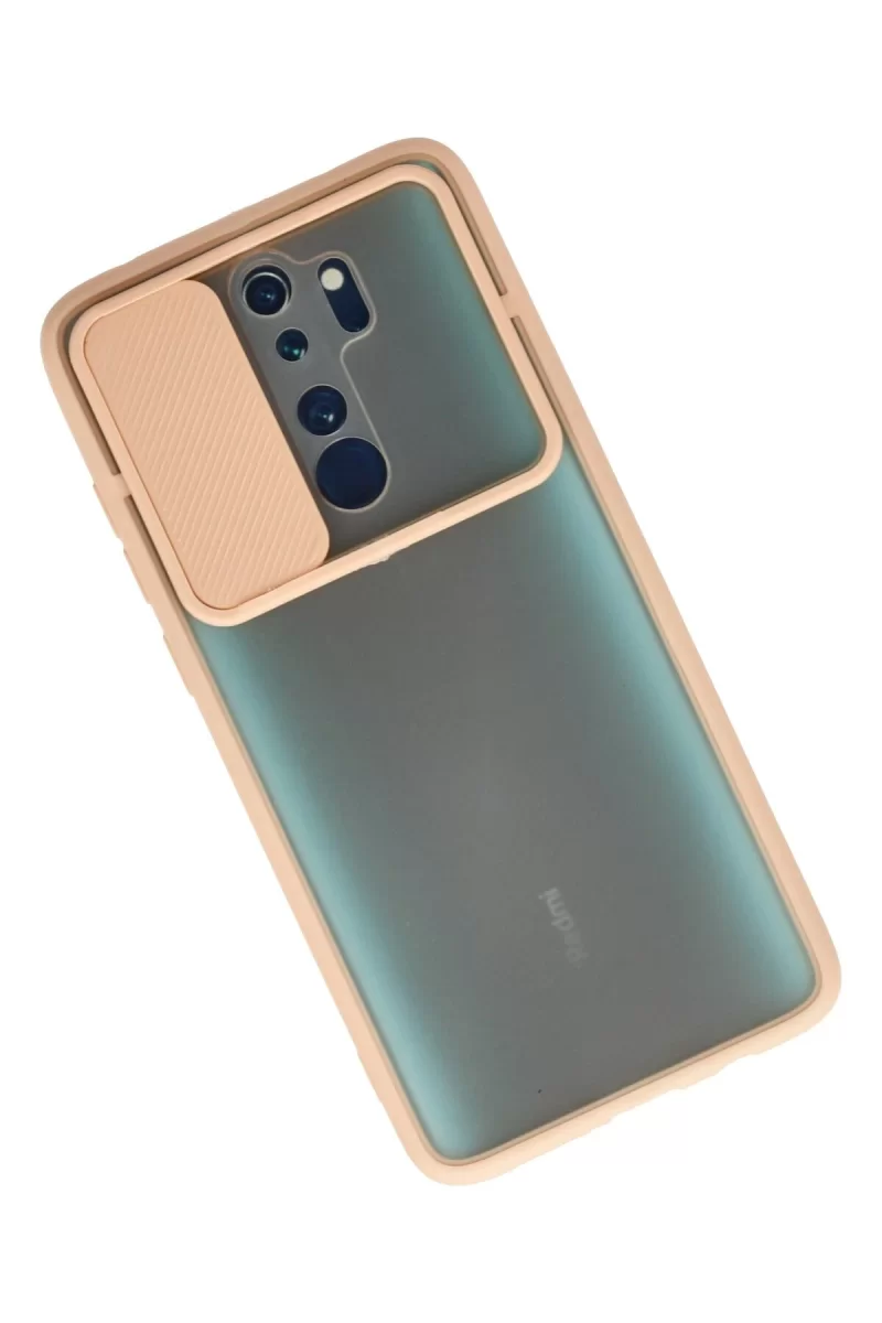 Newface Xiaomi Redmi Note 8 Pro Kılıf Palm Buzlu Kamera Sürgülü Silikon - Pembe