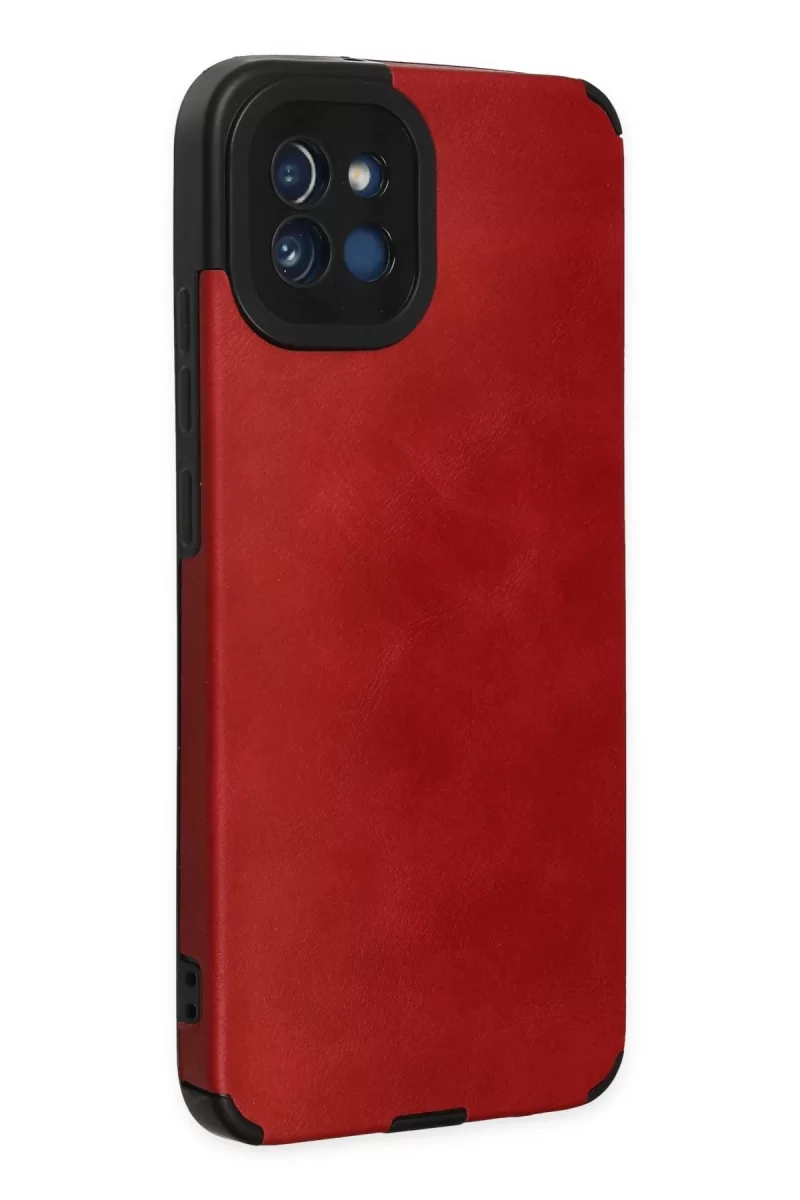 Newface Samsung Galaxy A03 Kılıf Loop Deri Silikon - Kırmızı