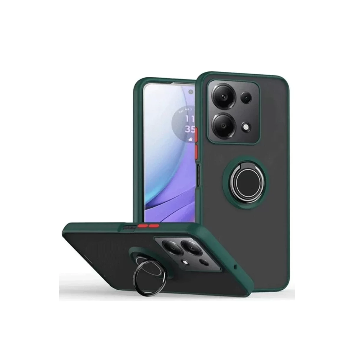 Newface Xiaomi Redmi Note 13 Pro 5G Kılıf Montreal Yüzüklü Silikon Kapak - Yeşil