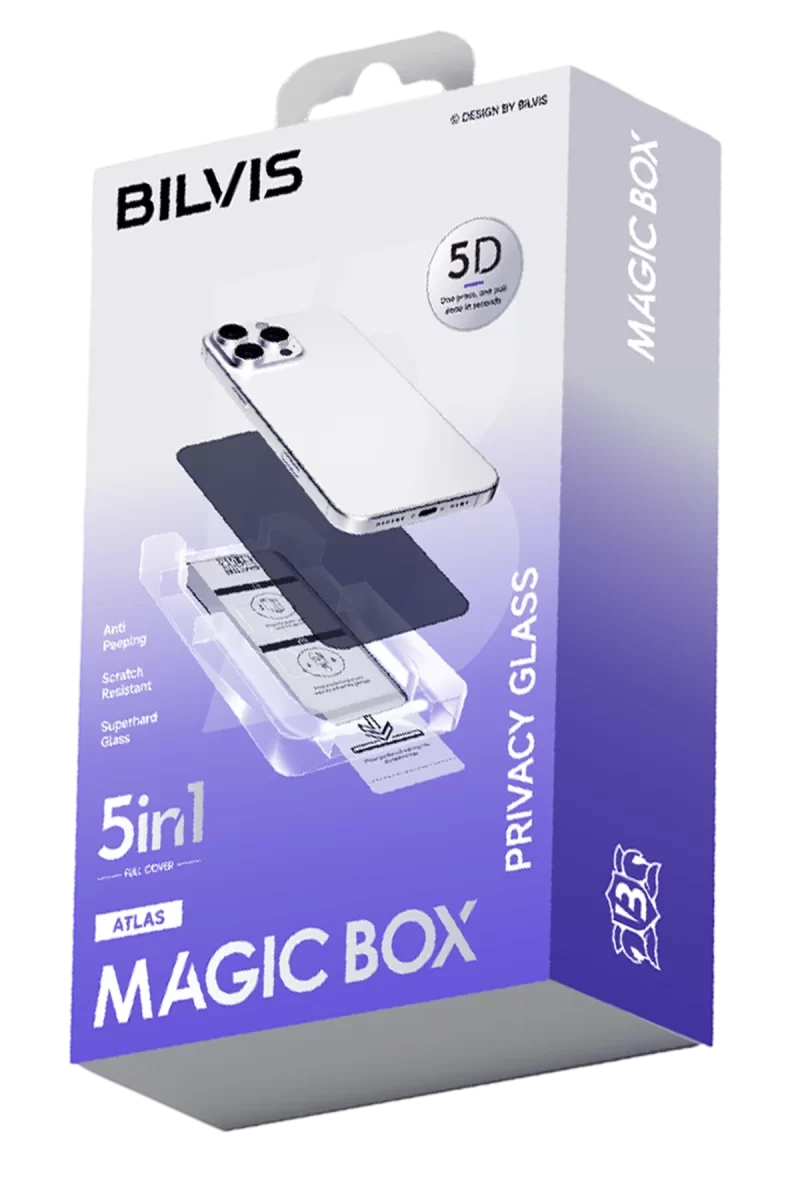 Newface Apple iPhone 15 Pro Max Bilvis 5in1 5D Magic Hayalet Cam Ekran Koruyucu - Siyah