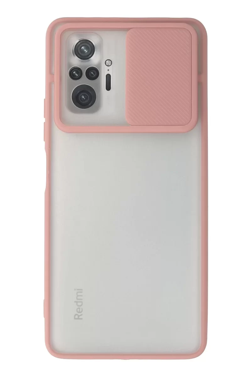 Newface Xiaomi Redmi Note 10 Pro Kılıf Palm Buzlu Kamera Sürgülü Silikon - Pembe