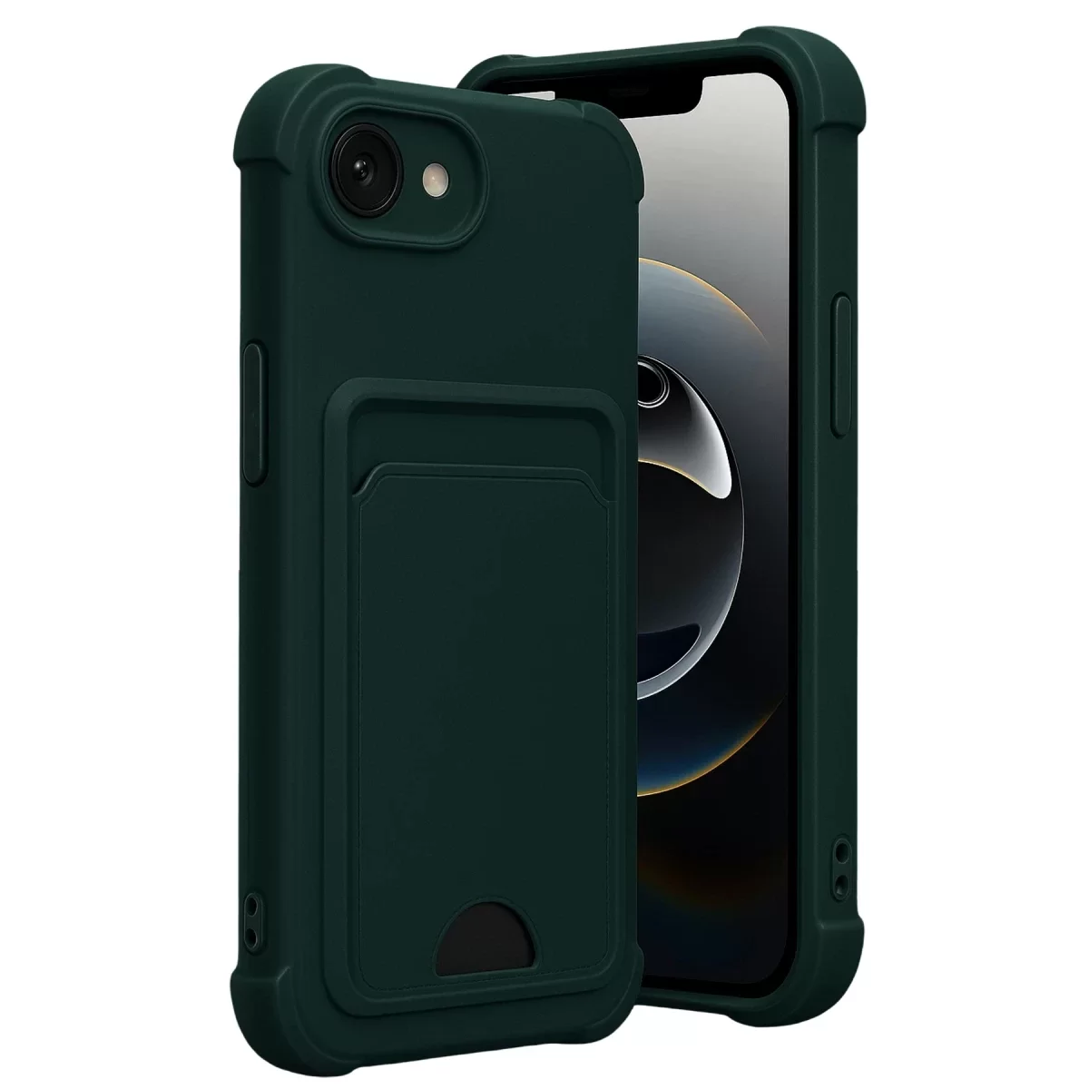 Newface Apple iPhone 16E Kelvin Kartvizitli Silikon - Koyu Yeşil