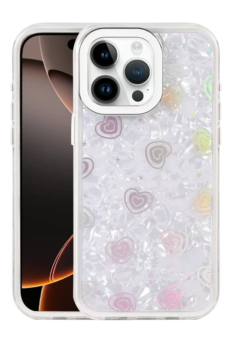 Newface Apple iPhone 16 Pro Lumi Desenli Kapak - Beyaz