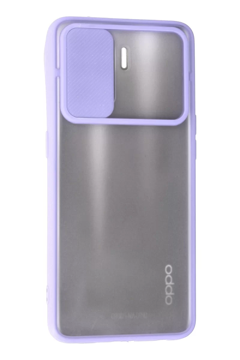 Newface Oppo Reno 5 Lite Kılıf Palm Buzlu Kamera Sürgülü Silikon - Lila