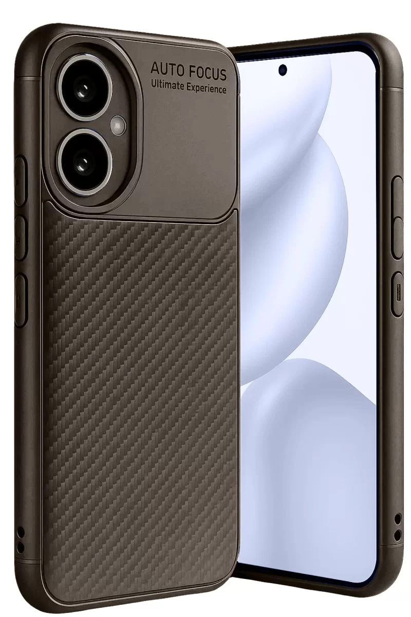 Newface Honor 400 Kılıf Auto Focus Karbon Kapak - Kahverengi