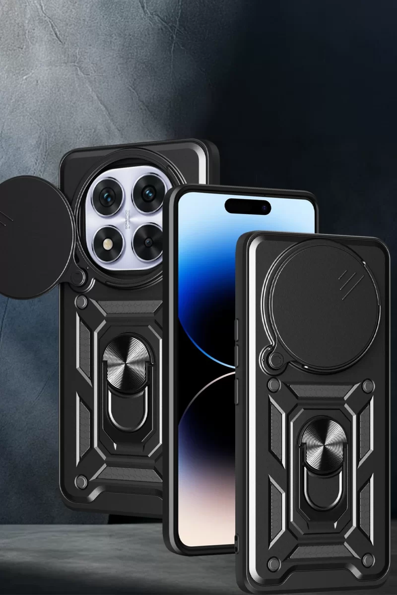 Newface Xiaomi Redmi Note 14 Pro Plus Kılıf Pars Lens Yüzüklü Silikon - Yeşil