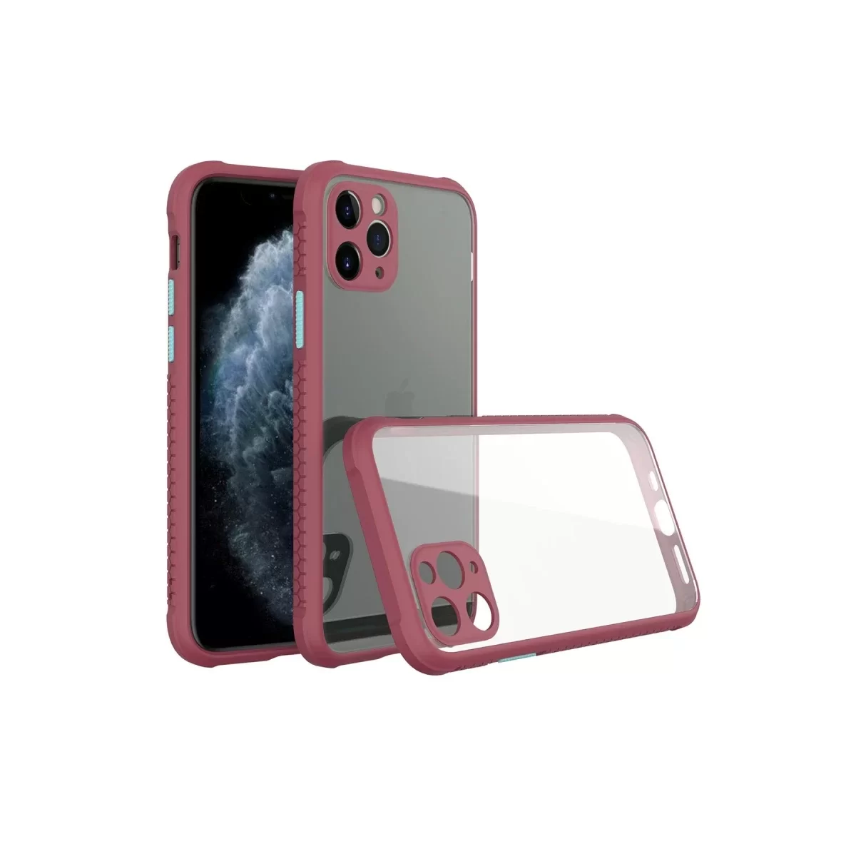 Newface Apple iPhone 11 Pro Kılıf Miami Şeffaf Silikon - Fuşya