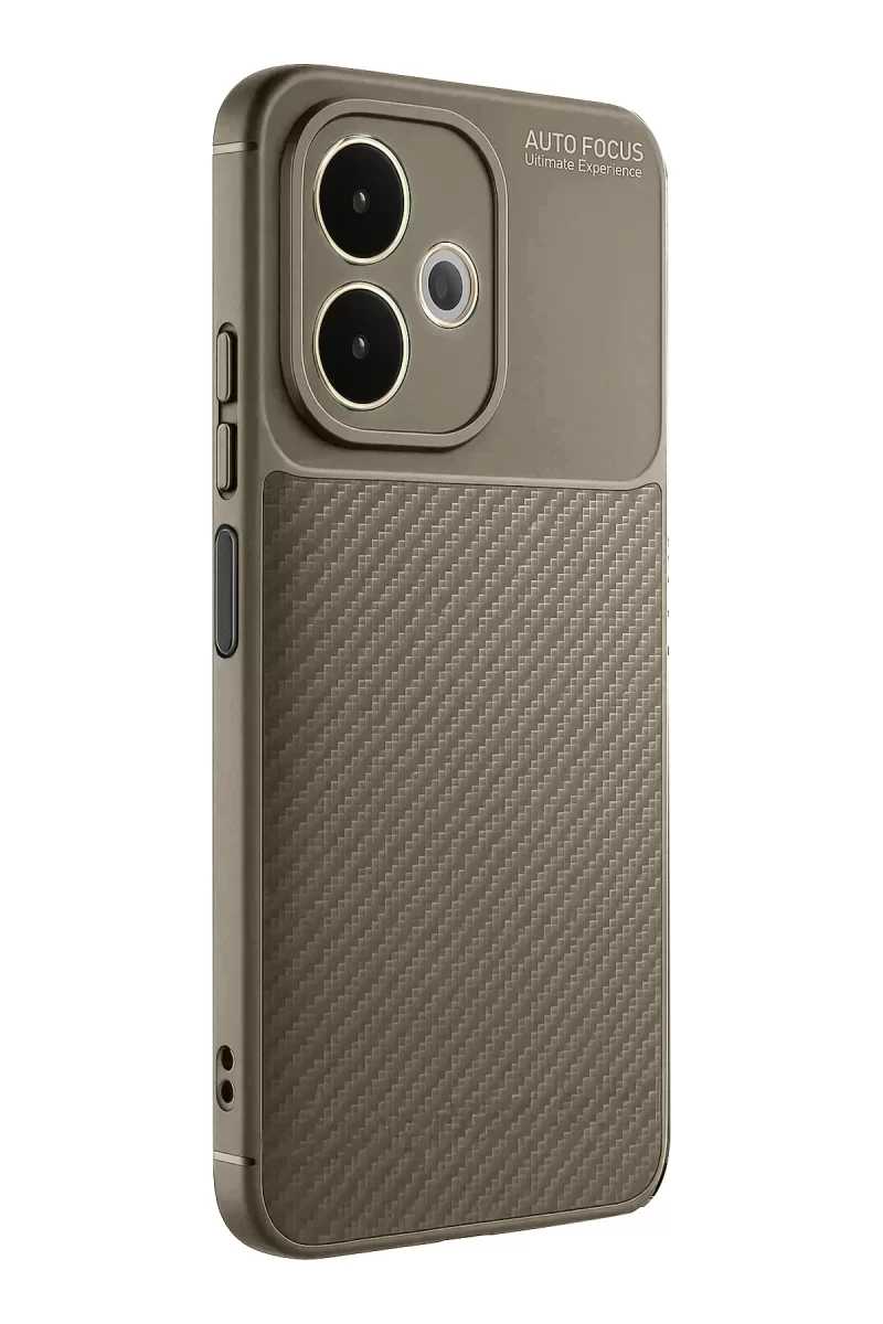 Newface Oppo A5 Pro 4G Kılıf Auto Focus Karbon Kapak - Kahverengi