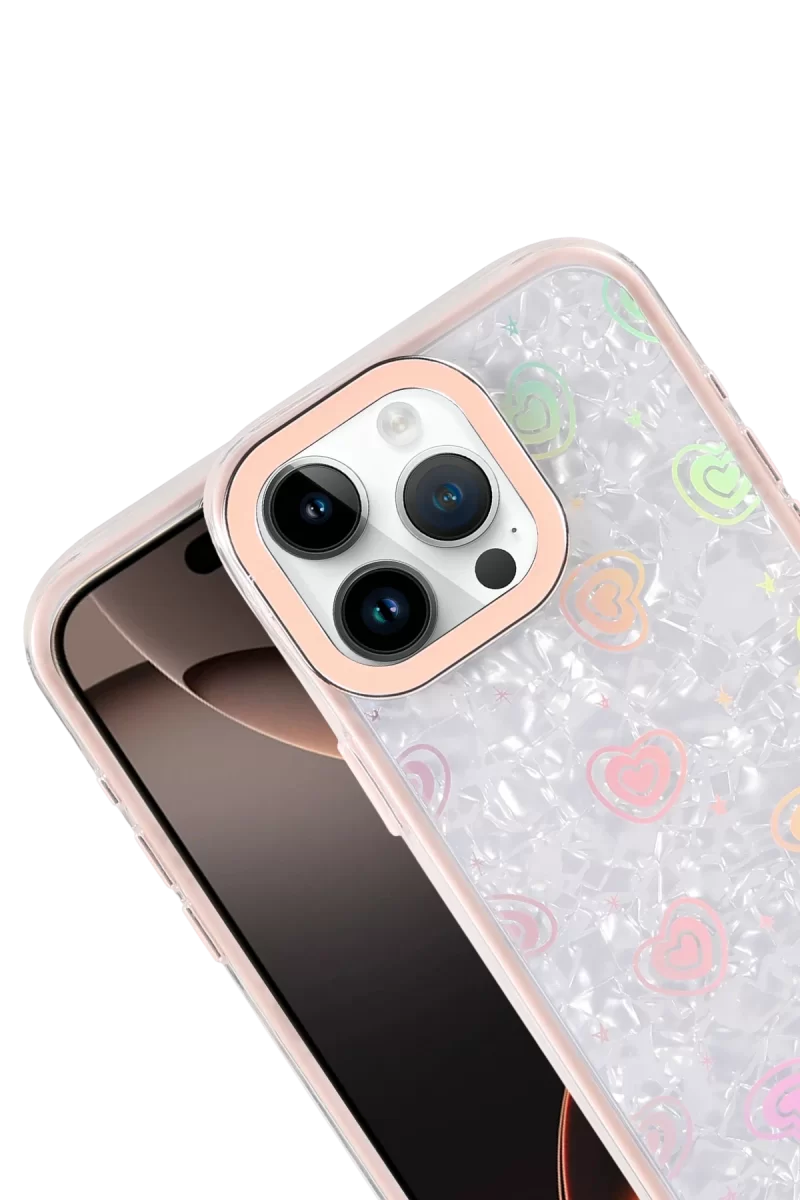 Newface Apple iPhone 15 Pro Max Lumi Desenli Kapak - Pembe