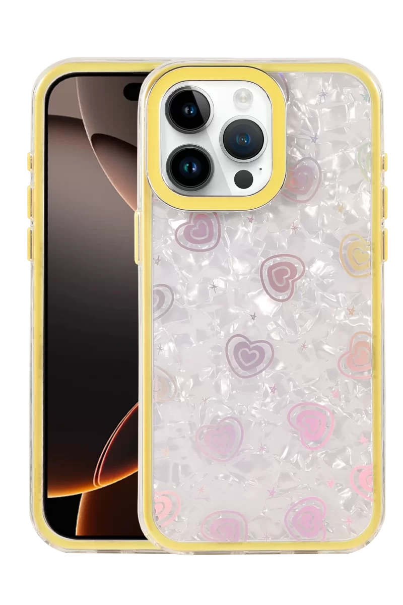 Newface Apple iPhone 15 Pro Max Lumi Desenli Kapak - Sarı