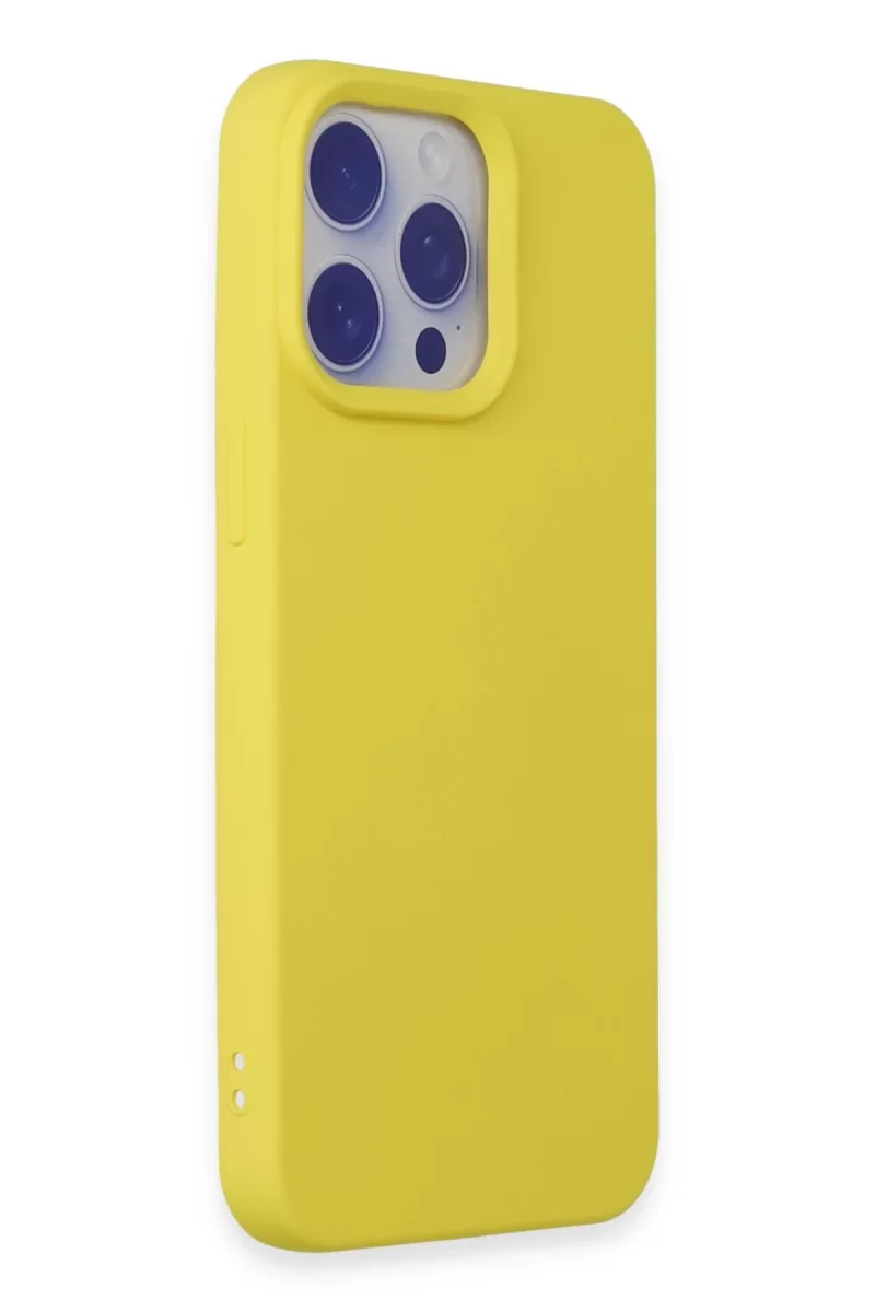 Newface Apple iPhone 15 Pro Max Kılıf Nano içi Kadife Silikon - Sarı