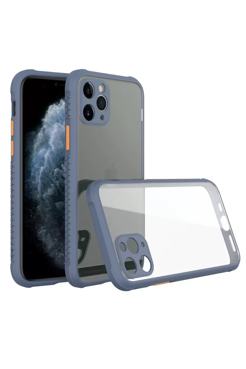 Newface Apple iPhone 11 Pro Max Kılıf Miami Şeffaf Silikon - Gri